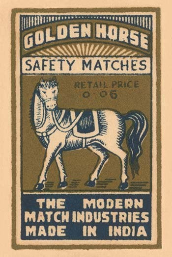 Golden Horse Safety Matches- Paper Poster 20" x 30"