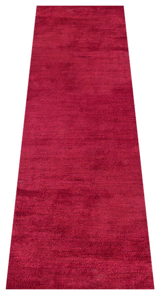 Hand Knotted Loom Silk Mix Area Rug Solid Dark Red, [Runner] 2'6"x8'