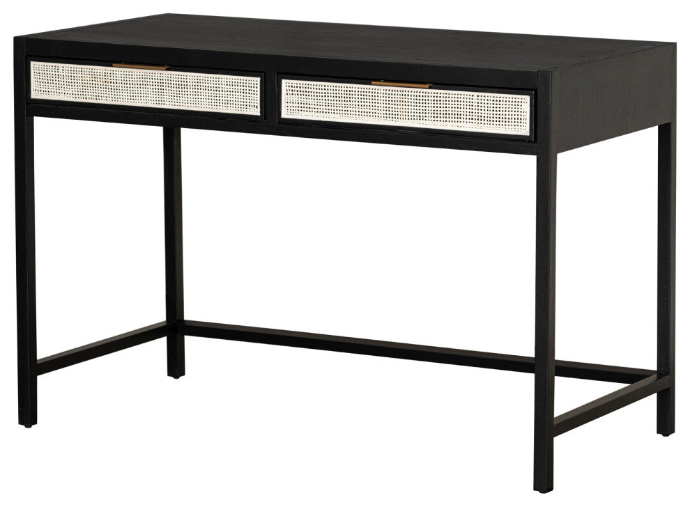 Rattan Desk, Black; Beige