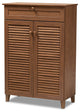 Aretha Walnut 5-Shelf Wood Shoe Storage Cabinet With Drawer