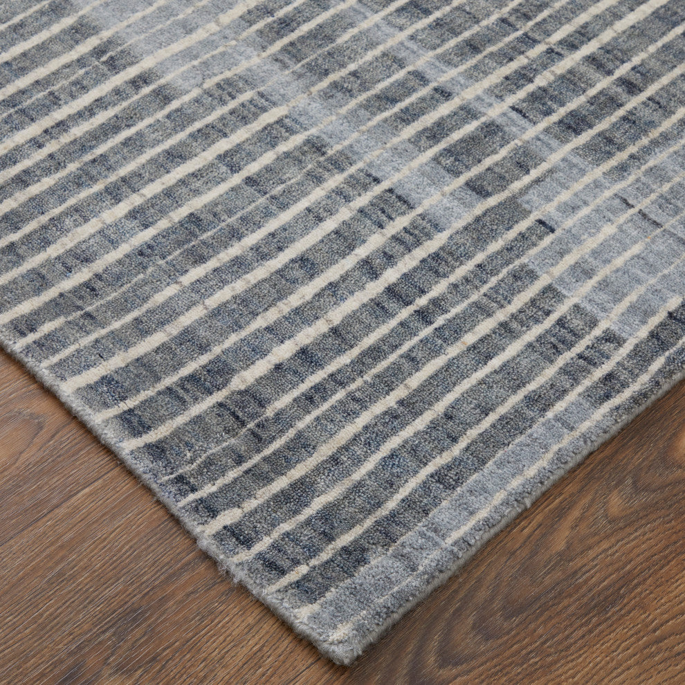 Kinton Modern Abstract, Blue/Ivory/Gray, 9'x12' Area Rug