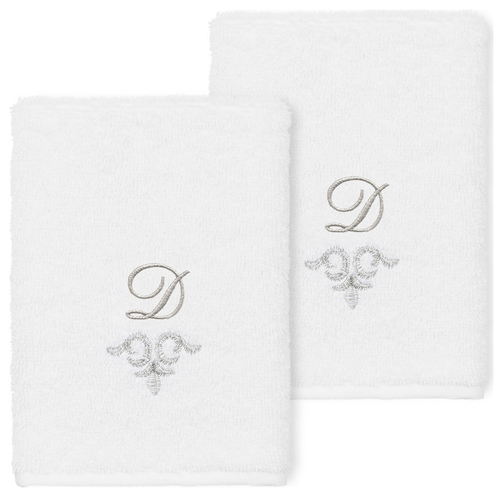 Linum Home Turkish Cotton Monica 2-Piece Embellished Washcloth Set, White