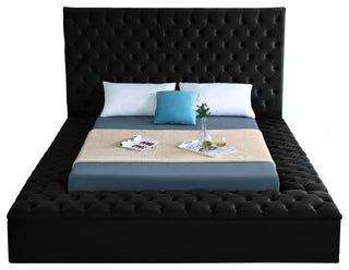 Bliss Velvet Upholstered  Bed, Black, Full