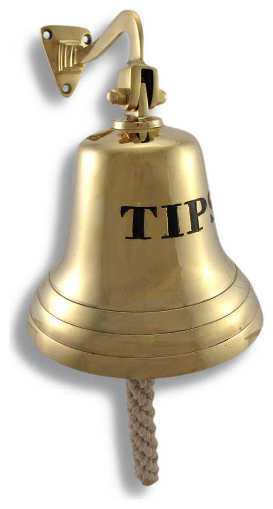 Solid Brass 'Tips' Bell Wall Mounted Bartender's Bell