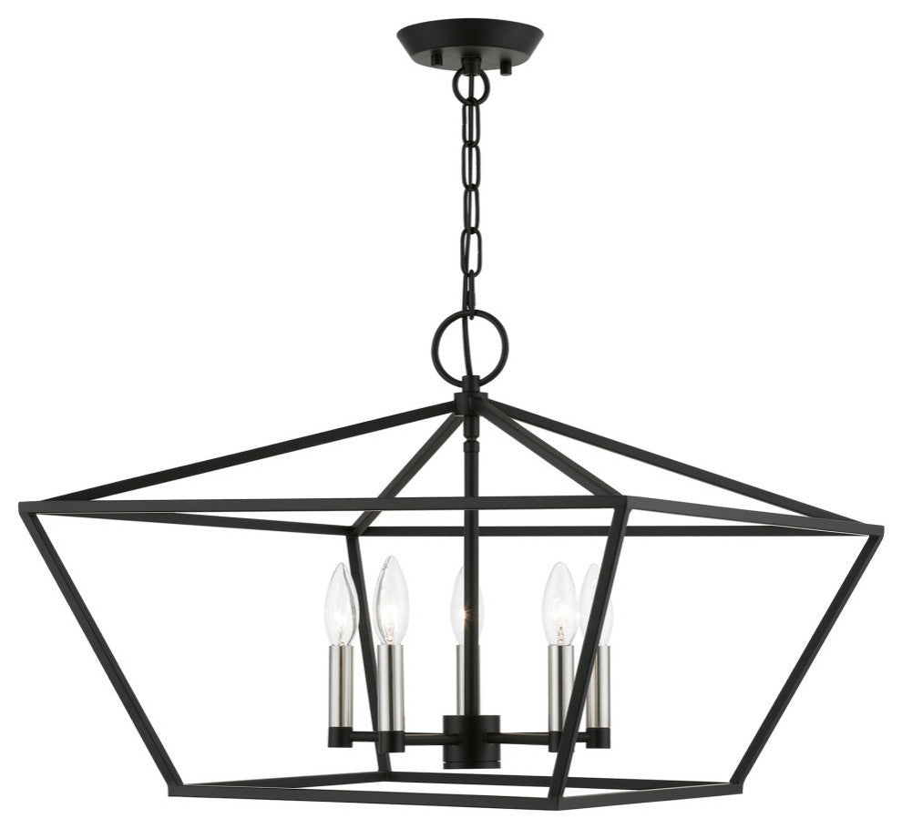 Devone 5 Light Black With Brushed Nickel Accents Chandelier