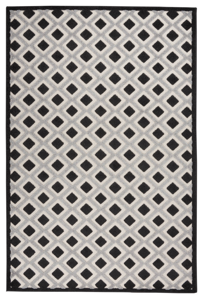 Nourison Aloha 6' x 9' Black White Modern Area Rug