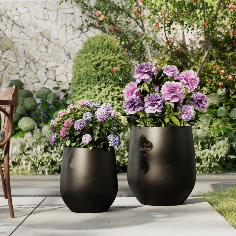 DTY Signature Mount Wilson 1-piece Fiberstone Tapered Planter, Black, Large