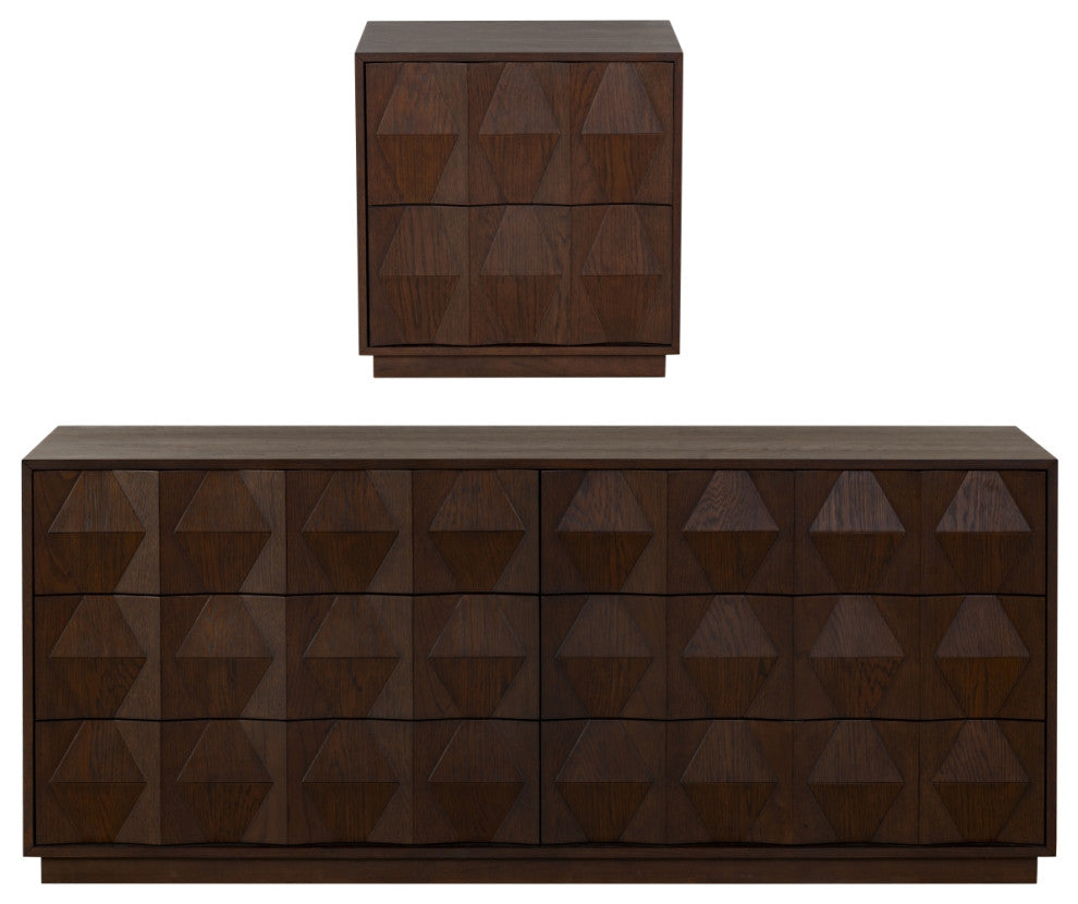 Safavieh Couture Riabelle 2 Drawer Nightstand, Walnut