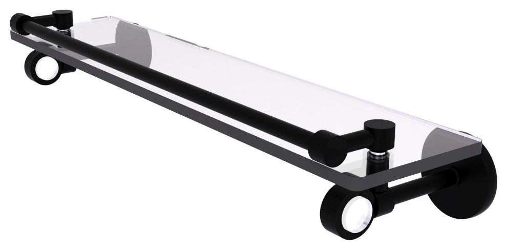 Clearview 22" Glass Shelf with Gallery Rail, Matte Black