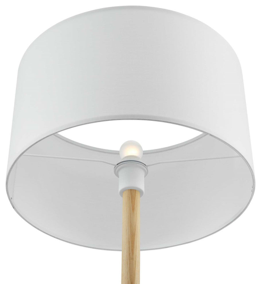 Floor Lamp Light, White Natural, Wood, Modern, Mid Century Bistro Hospitality