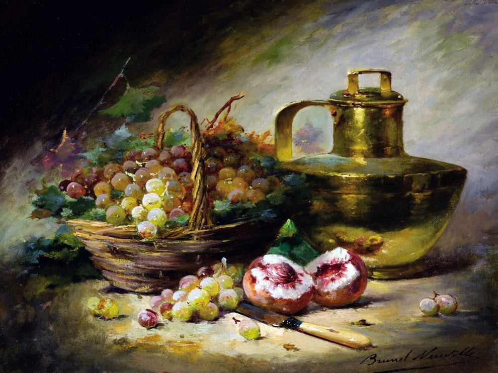 Grapes and Peaches Tile Mural Kitchen Bathroom Wall Backsplash, 6"x8", Glossy