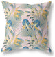 18" Blue Gold Tropical Indoor Outdoor Throw Pillow