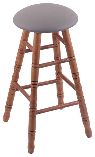 Holland Bar Stool, Oak Round Cushion Extra Tall Bar Stool, Turned Legs