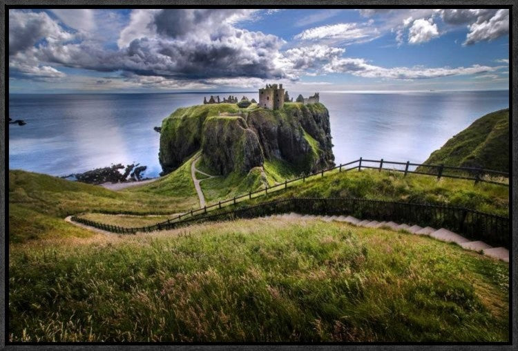 "Dunnottar Castle" Framed Canvas Giclee by Ghizzi Panizza Alberto, 23x15"