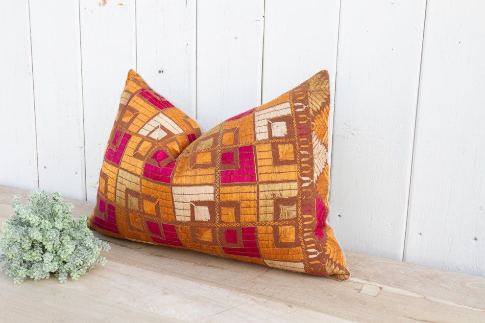 Palash Silk Phulkari Pillow