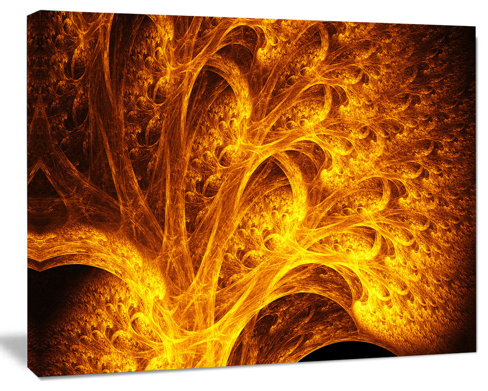 Magical Yellow Psychedelic Tree, Oversized Abstract Canvas Art Print, 60x40