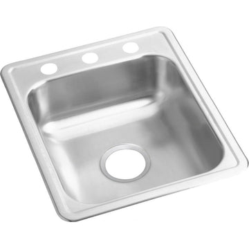 Elkay D117213 DAYTON Drop-In Single Bowl Bar Sink 3 Faucet Holes Satin