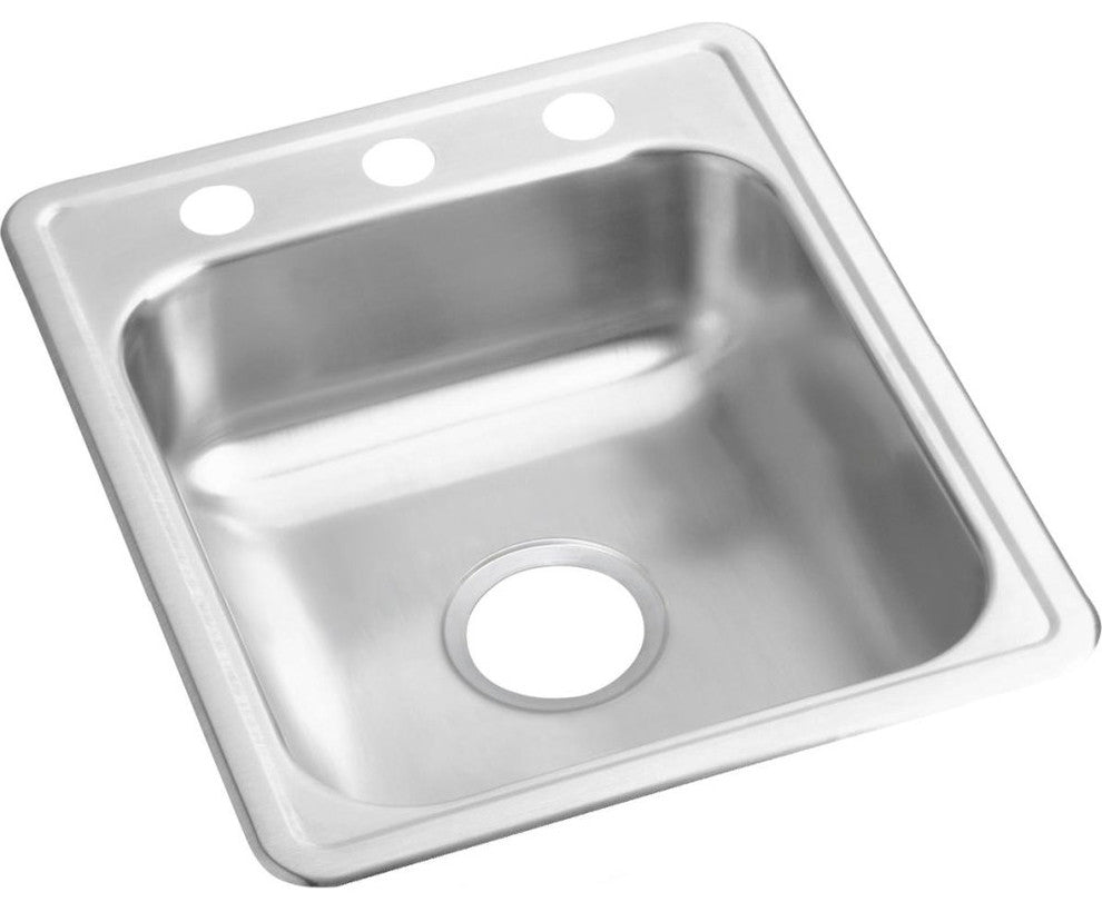 Elkay D117213 DAYTON Drop-In Single Bowl Bar Sink 3 Faucet Holes Satin