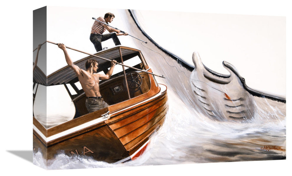 "Attack of the Giant Ray" Stretched Canvas Giclee by Mort Kunstler, 16"x11"