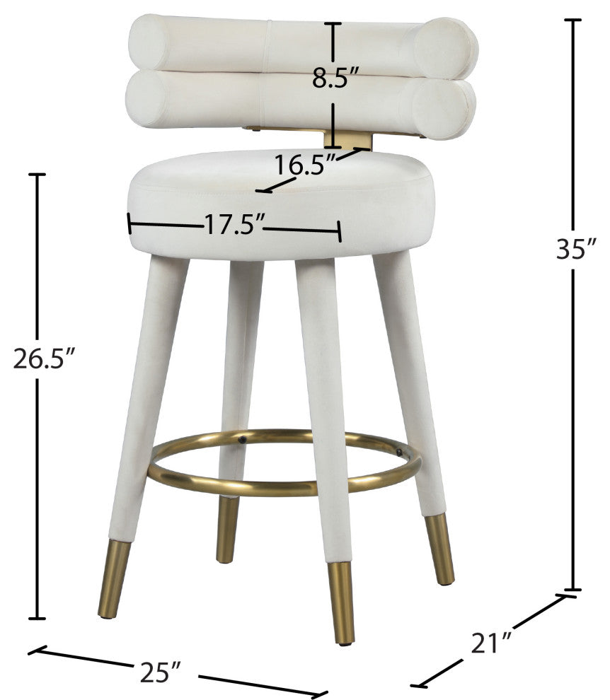 Fitzroy Velvet Upholstered Counter Height Stool (Set of 2)