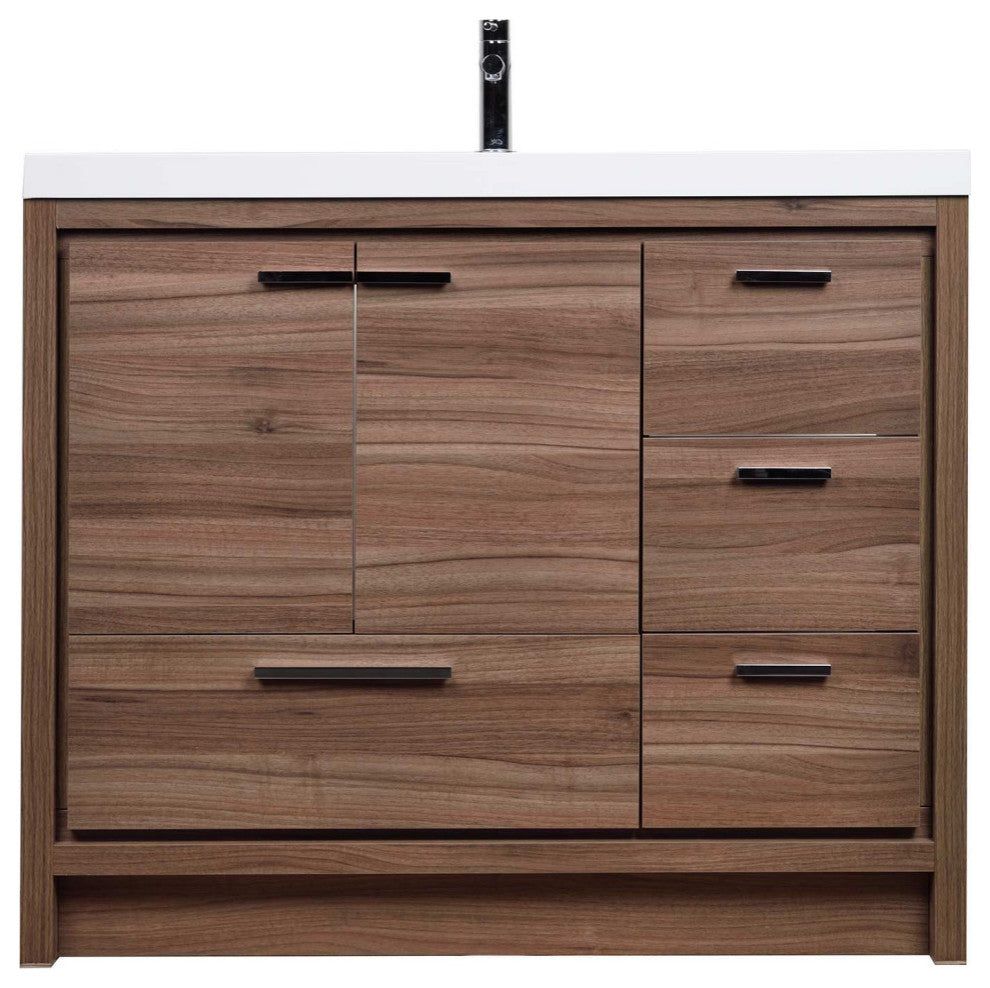 ConceptBaths Enna 42" Modern Bath Vanity, Walnut