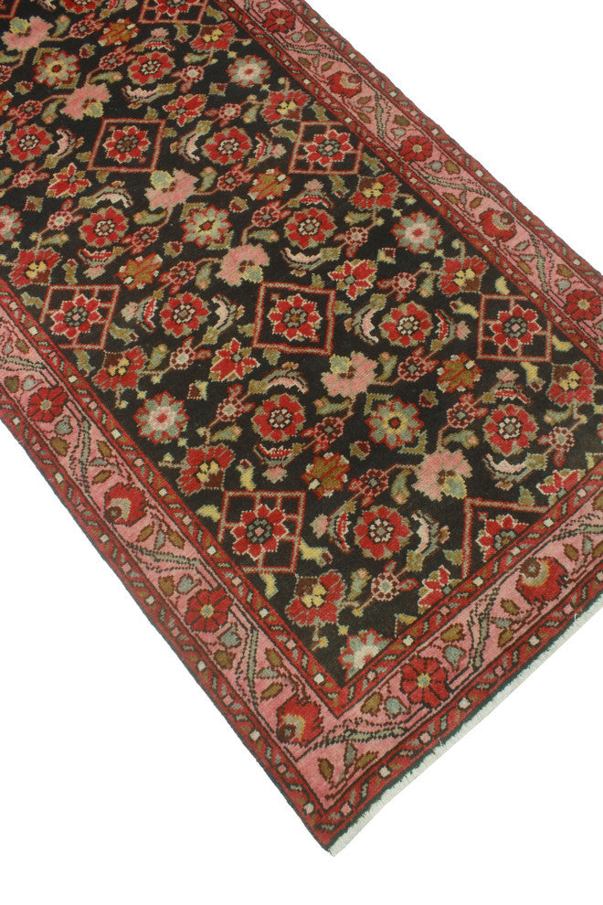 Fine Vintage Distressed Anamarie Navy/Pink Runner, 3'3x13'6
