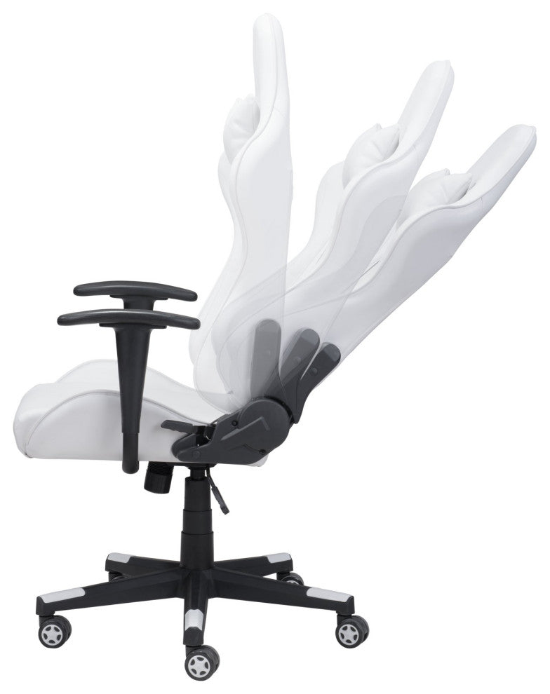 Computer Work Gaming Chair, Faux Vinyl Leather, White, Black, Home Office