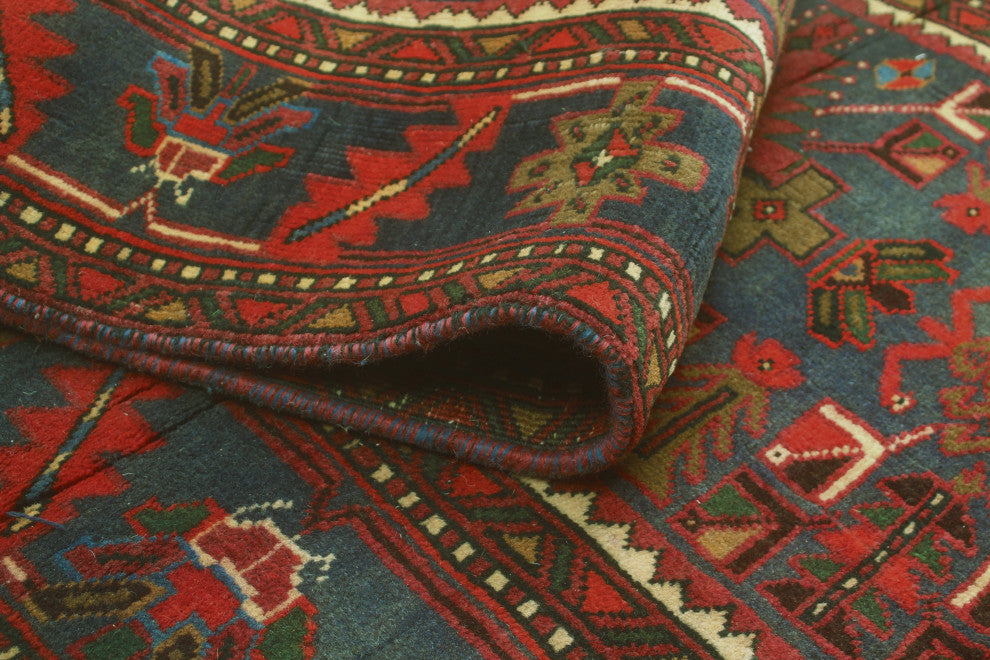 Fine Vintage Distressed Tajwar Rust/Blue Runner, 3'4 x 11'1