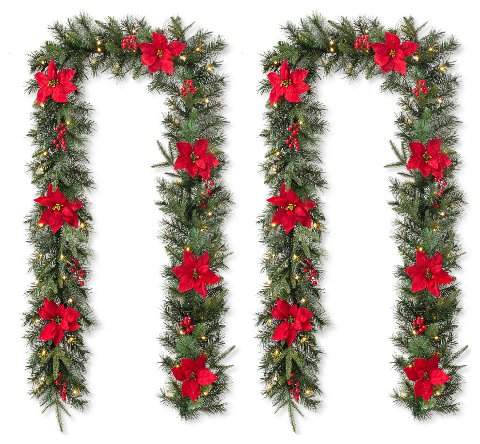 2-Pack 9' Pre-Lit Christmas Garland with Lights