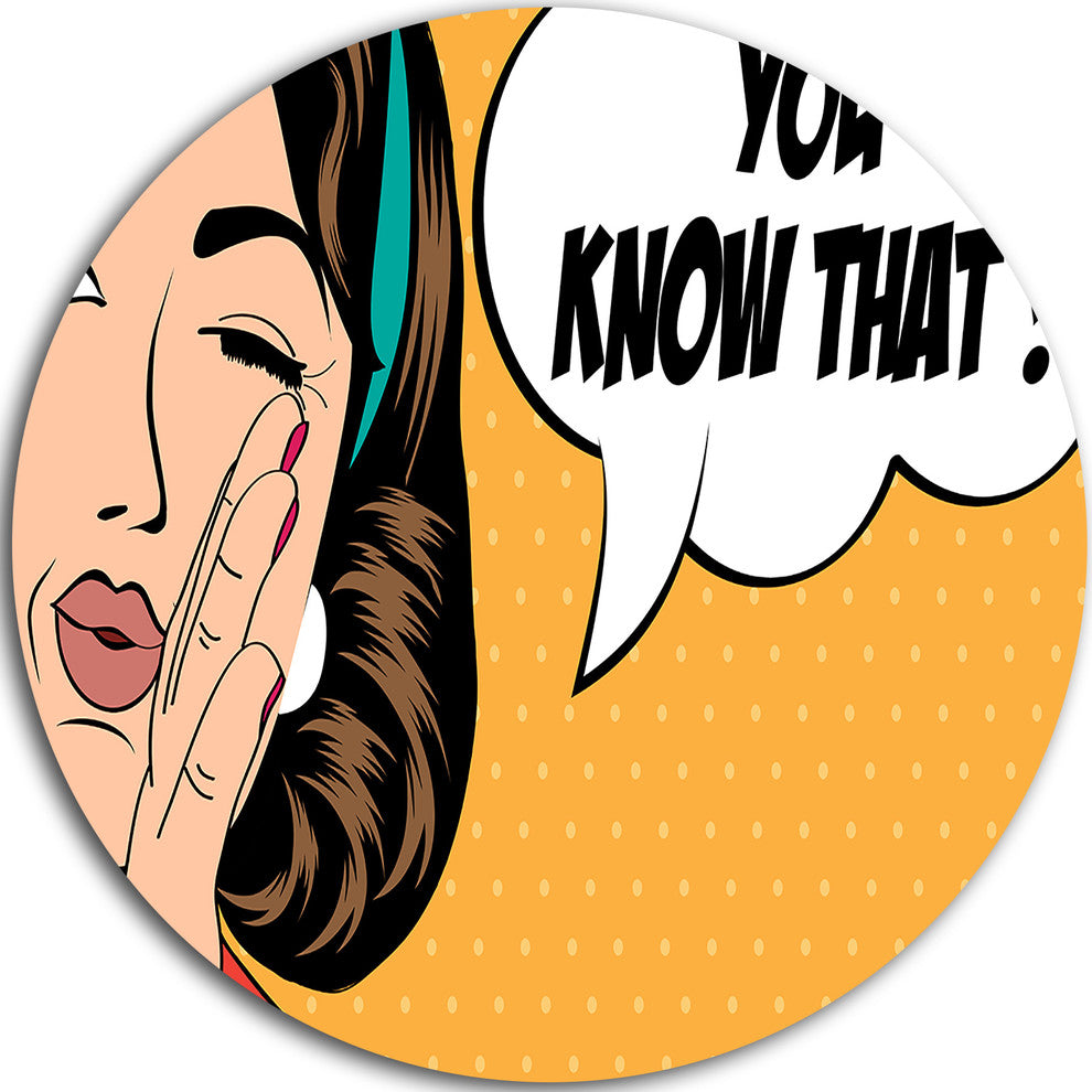 Retro Woman In Comic Style, Portrait Digital Art Round Wall Art, 11"