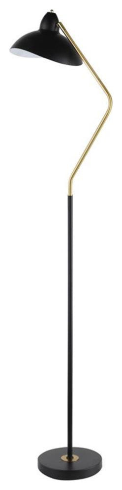 Coaster Lucien Mid-Century Metal Floor Lamp with V-Curved Arm in Black and Gold
