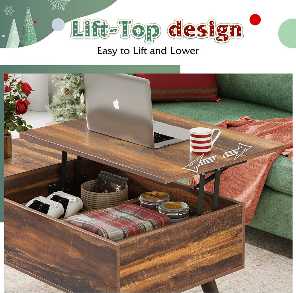 Lift Top Coffee Table w/ Storage, Hidden Compartment and Adjustable Shelf