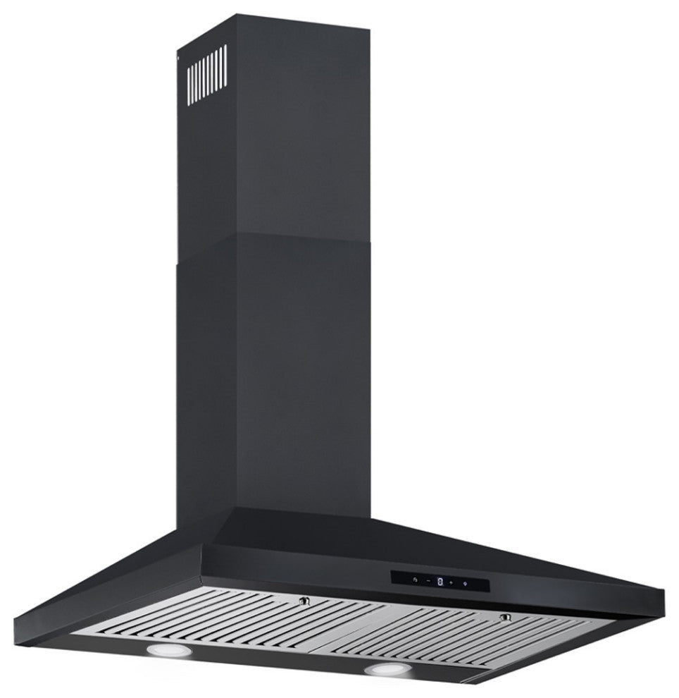 CAVALIERE 30" Wall Mounted Range Hood 400 CFM Black Finish LED