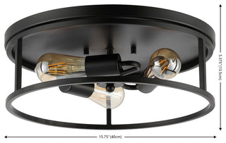 Safavieh Broux 3 Lt 15.75" Flush Mount, Black
