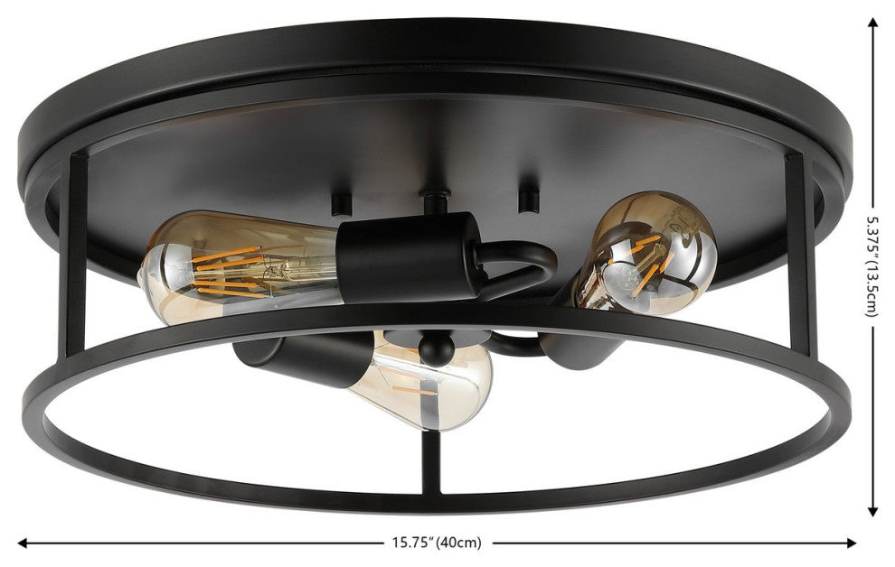 Safavieh Broux 3 Lt 15.75" Flush Mount, Black