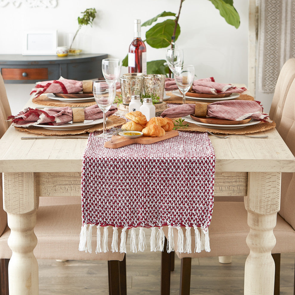 Barn Red Woven Table Runner 15x72