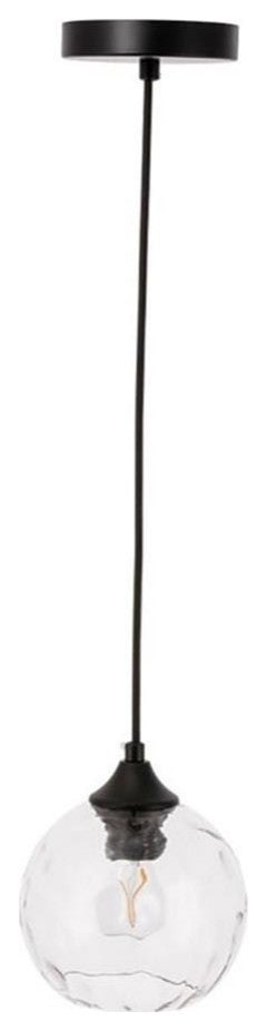 Living District Cashel 1-Light Metal and Glass Pendant in Black/Clear