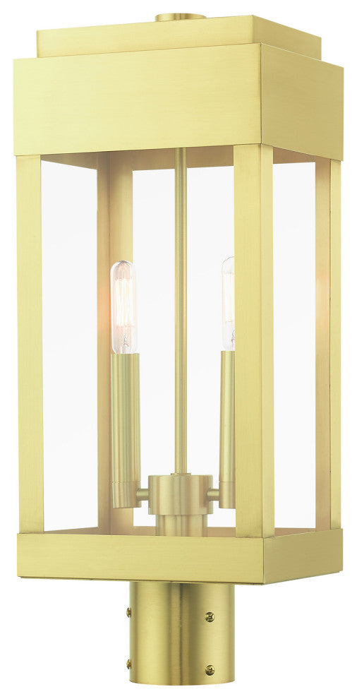 Satin Brass Transtional,  Modern Classic, Outdoor Post Top Lantern