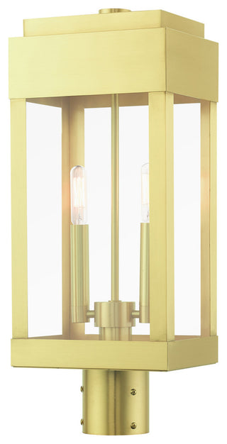 Satin Brass Transtional,  Modern Classic, Outdoor Post Top Lantern