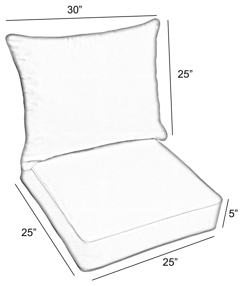 Sorra Home Pensacola Multi Corded Deep Seating Pillow With Cushion Set, 25x25x5