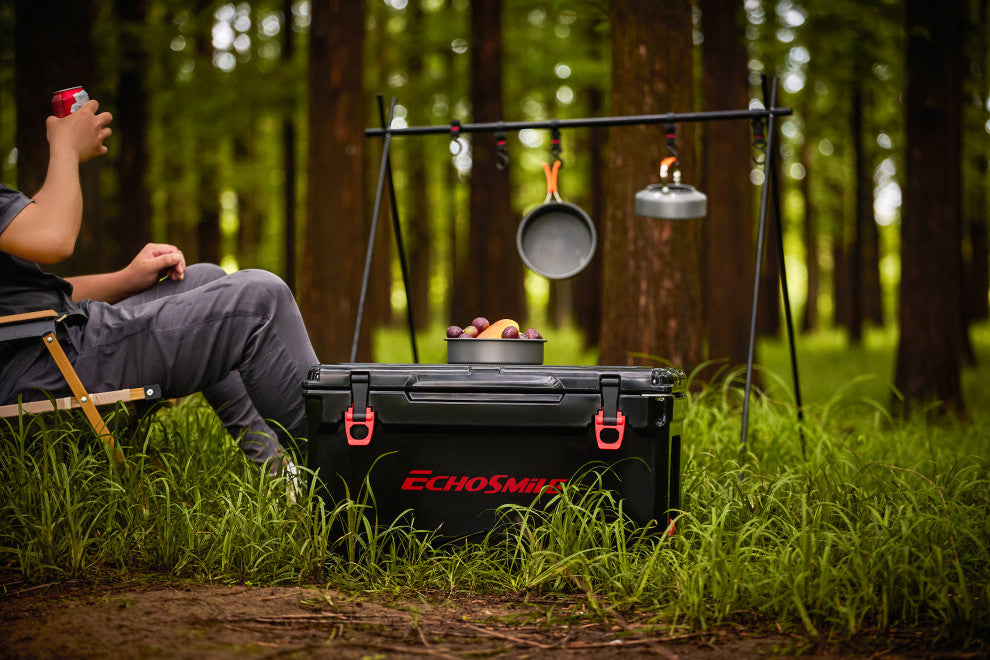 EchoSmile 30 qt. Rotomolded Cooler, Black and Red