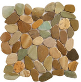 Golden Bali Mix 12X12 Interlocking Indonesia Pebble Tile, Sample