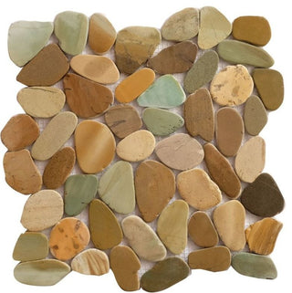 Golden Bali Mix 12X12 Interlocking Indonesia Pebble Tile, Sample