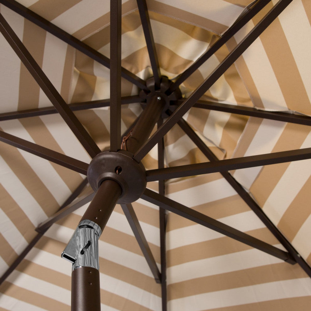 Safavieh Outdoor Athens 11ft Round Crank Umbrella Beige