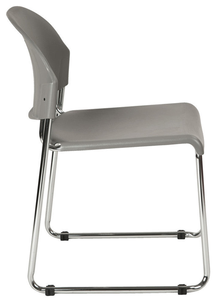 Set of 2 Stack Chair With Plastic Seat and Back, Gray