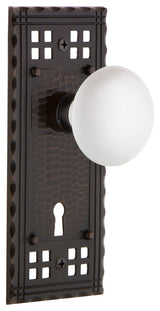 Craftsman With Keyhole Single Dummy Porcelain Knob, White
