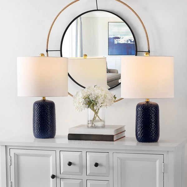 Safavieh Huxley Ceramic Table Lamp Navy Blue