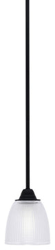 Paramount Mini Pendant, Matte Black, 5" Clear Ribbed Glass