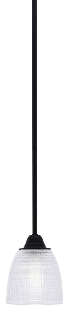 Paramount Mini Pendant, Matte Black, 5" Clear Ribbed Glass