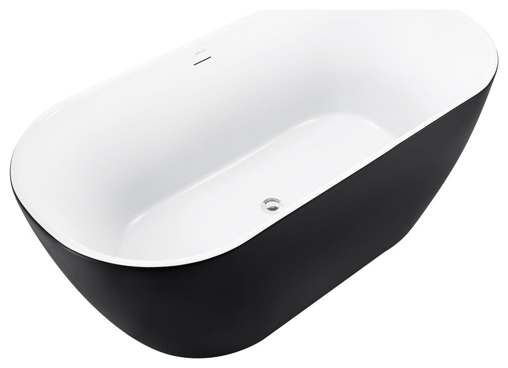 Giving Tree 59 inch Freestanding Acrylic Bathtub Stand Alone Soaking Tub, Black
